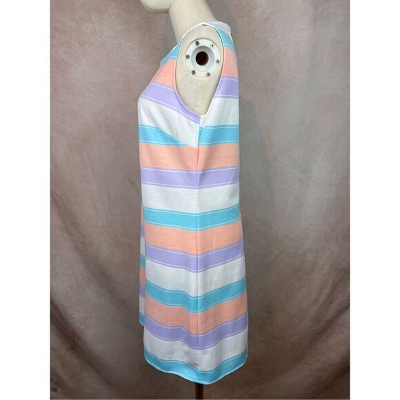 Vintage 60s/70s Pastel Striped Dress Mod MCM - Picture 5 of 7